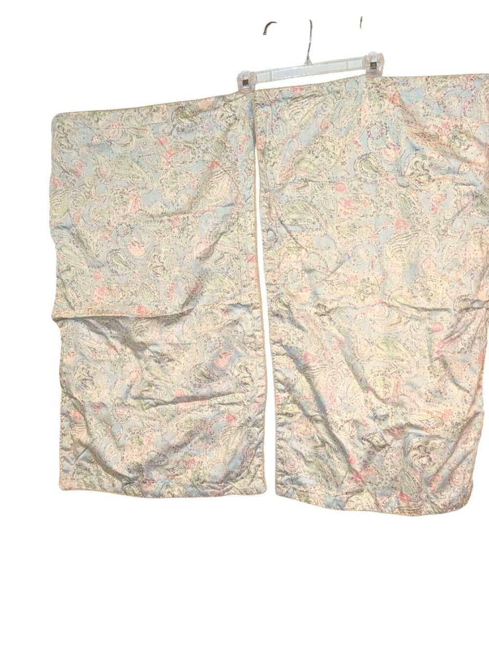 Ralph Lauren Chaps Montego Bay King Shams Paisley Pastel Blue Pink Braid Trim Se